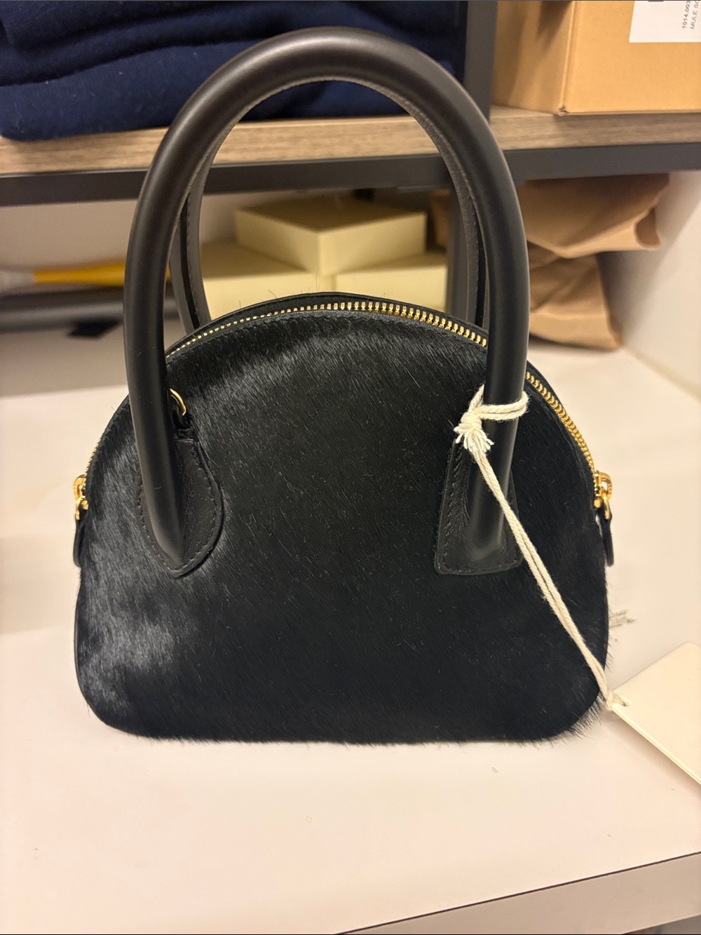 Liffner Mini Dome Bag black calfskin NWT has dust cover and long strap